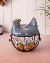 Rooster Egg Basket - Grey 