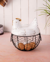 Rooster Egg Basket - White 