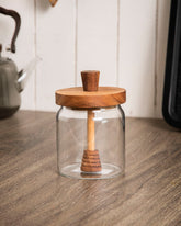 Honeycomb Glass Jar With Wooden Dipper 