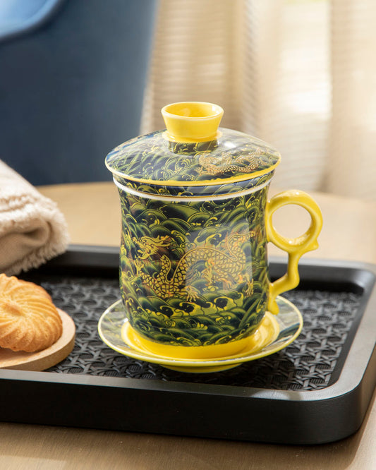 Dragon Infuser Tea Mug - Yellow