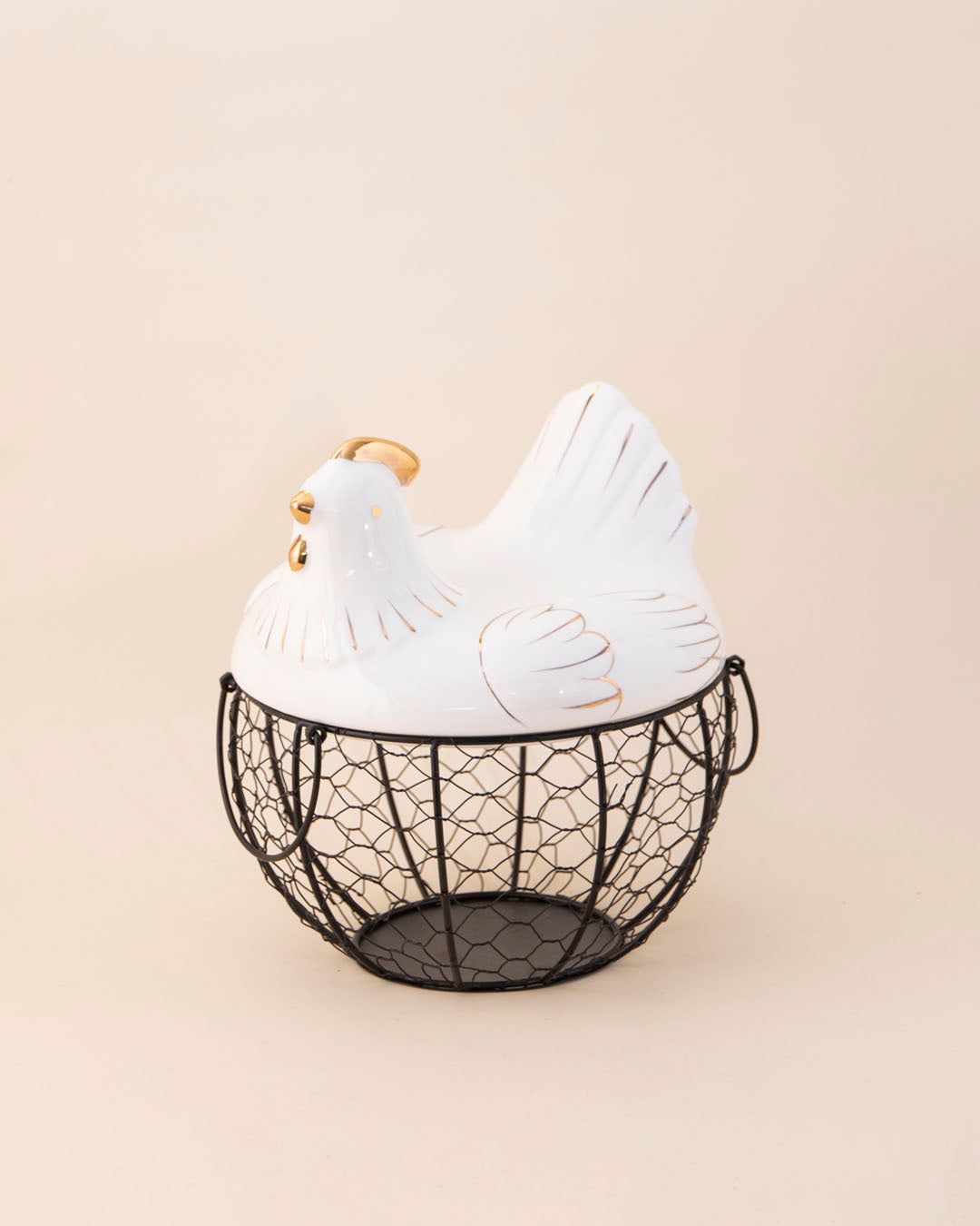 Rooster Egg Basket - White 