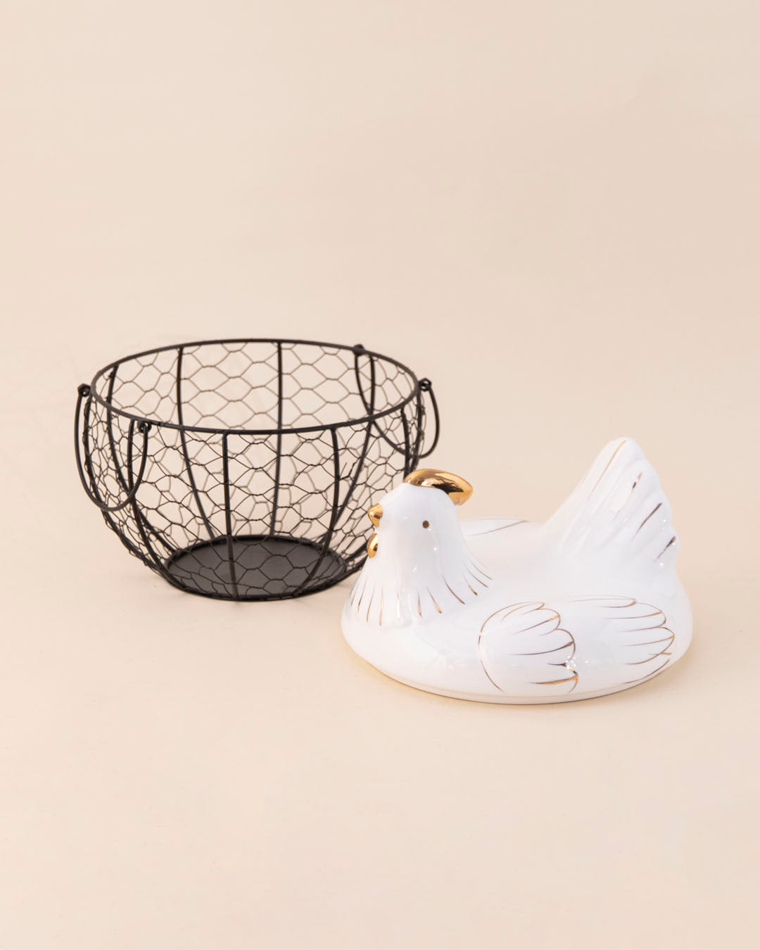 Rooster Egg Basket - White 