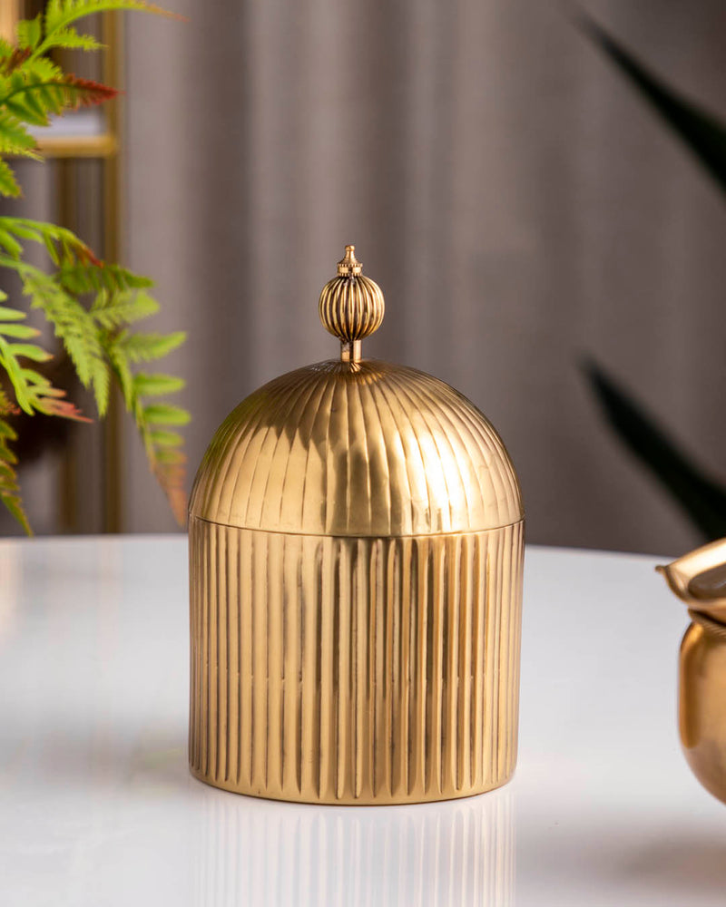 Ripple Brass Jar with Lid - Small