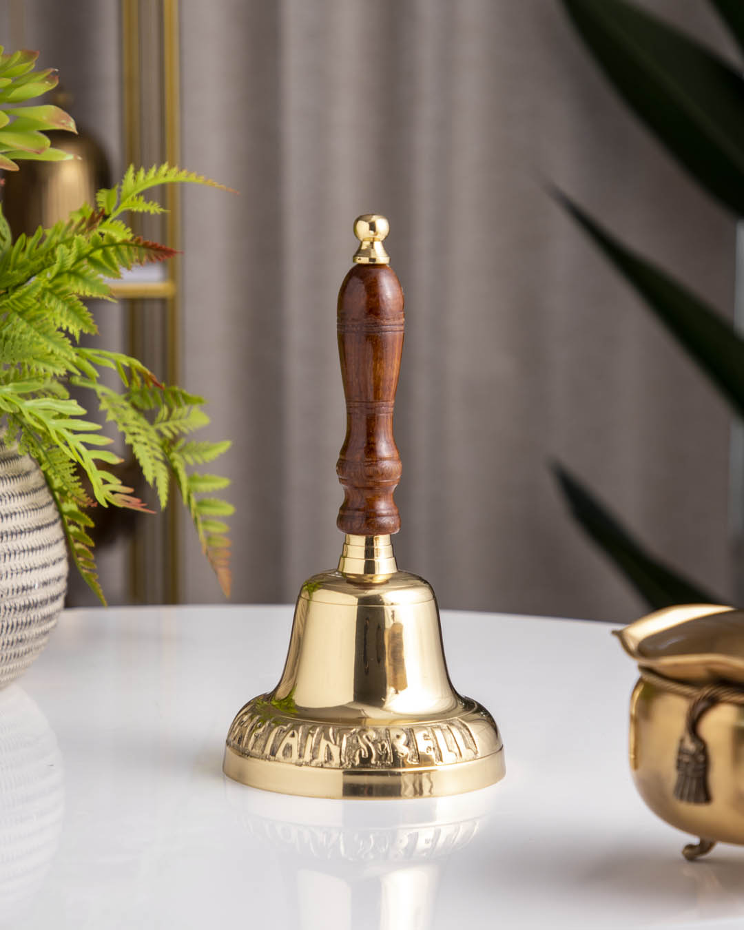 Captain Brass Hand Bell with Wooden Handle - Small