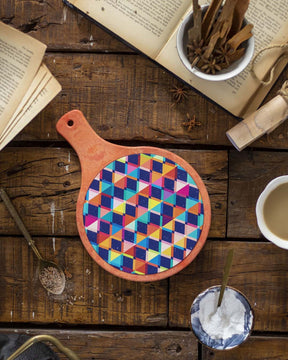 'Geometric Elegance' Triangle Mosaic Trivet - Orange - The Decor Kart 