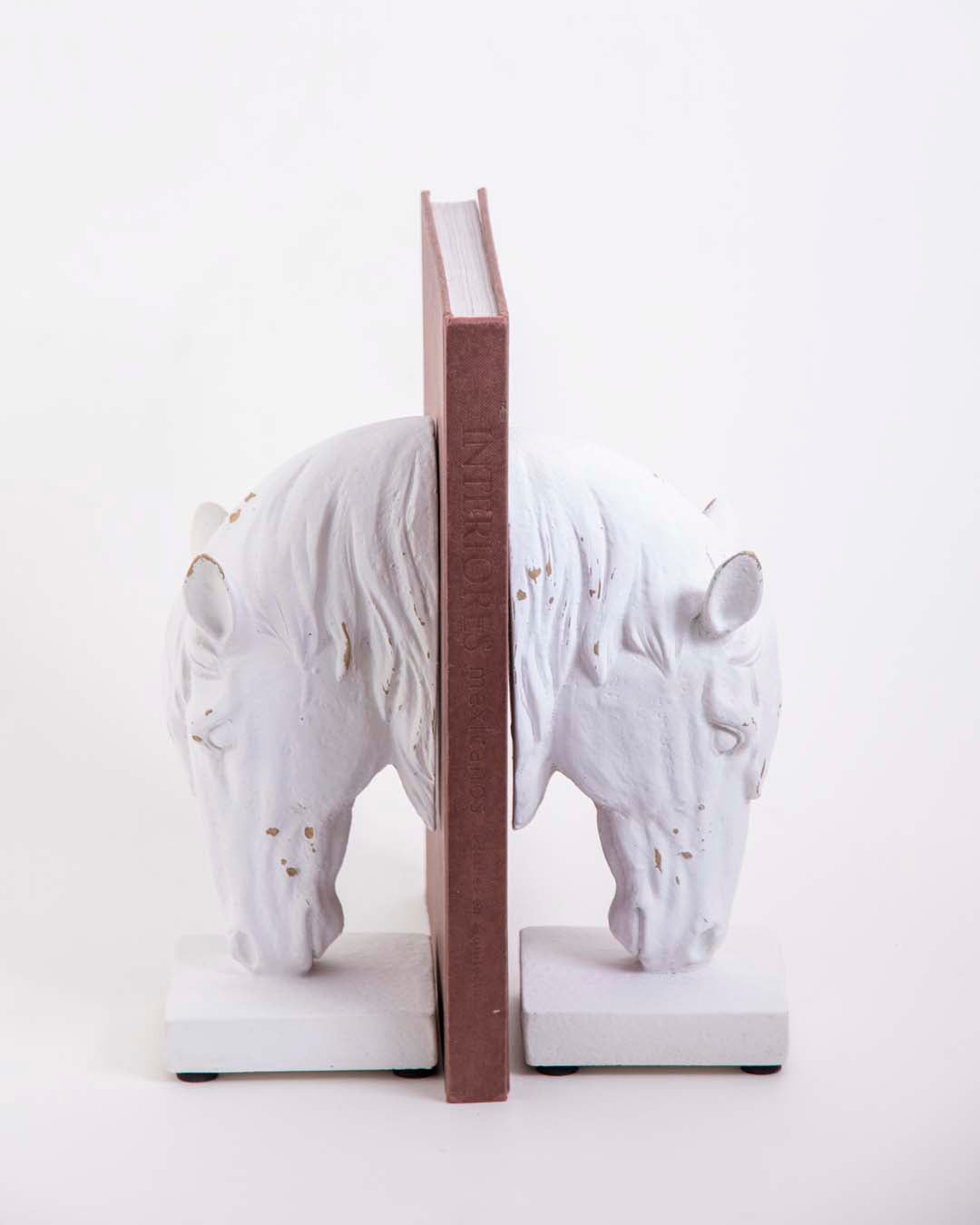 White Horse Head Bookend Set 