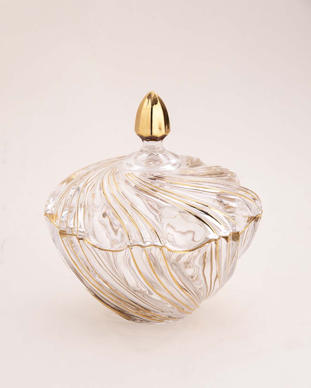 Spiral Winds Crystal Glass Candy Jar with Lid 
