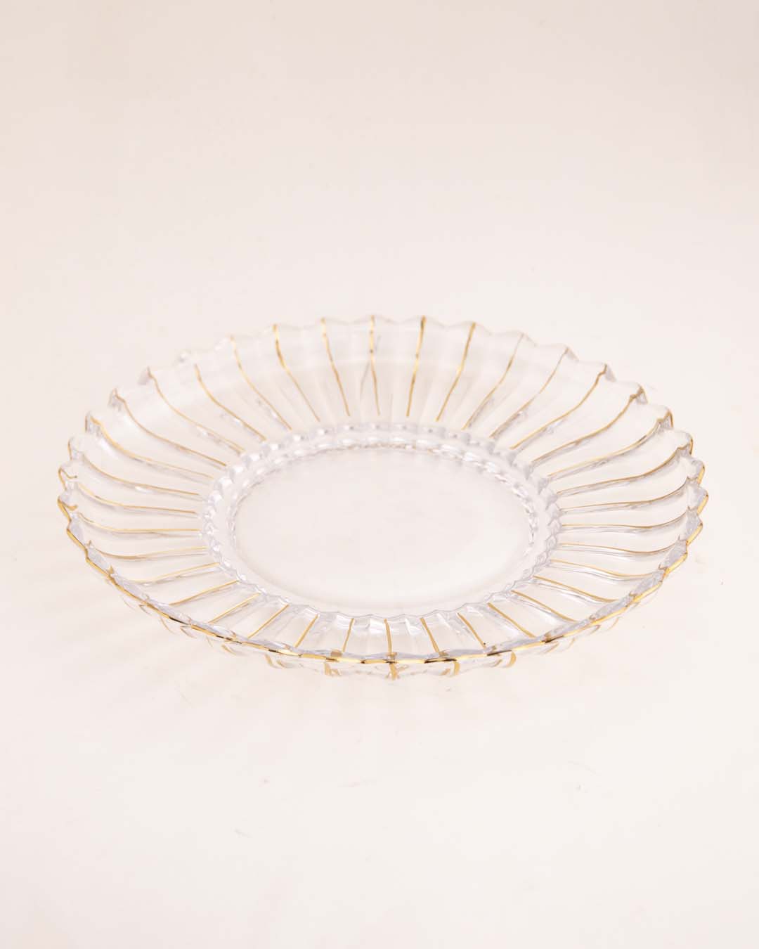 Scalloped Edge Crystal Glass Decorative Plate 