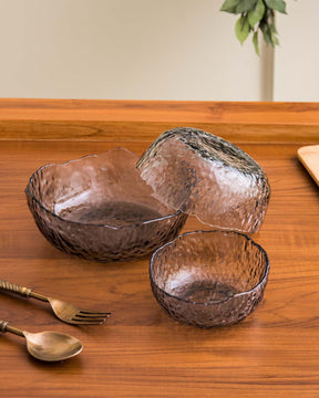 Hammer Pattern Glass Bowl - Set of 3