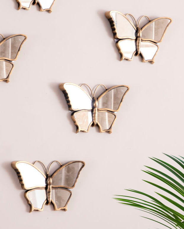 Whimsical Butterfly Wall Mirror - Set Of 6 
