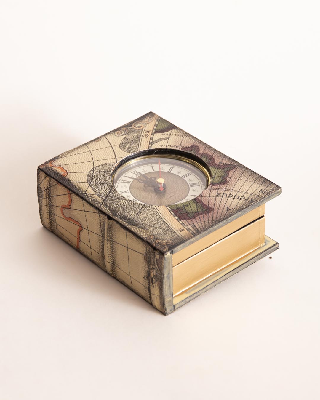 Vintage Map Book Clock 