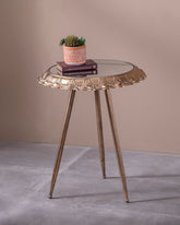 Golden Petal Mirroe Top Accent Table 