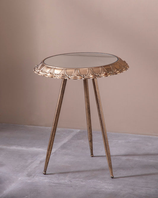Golden Petal Mirroe Top Accent Table