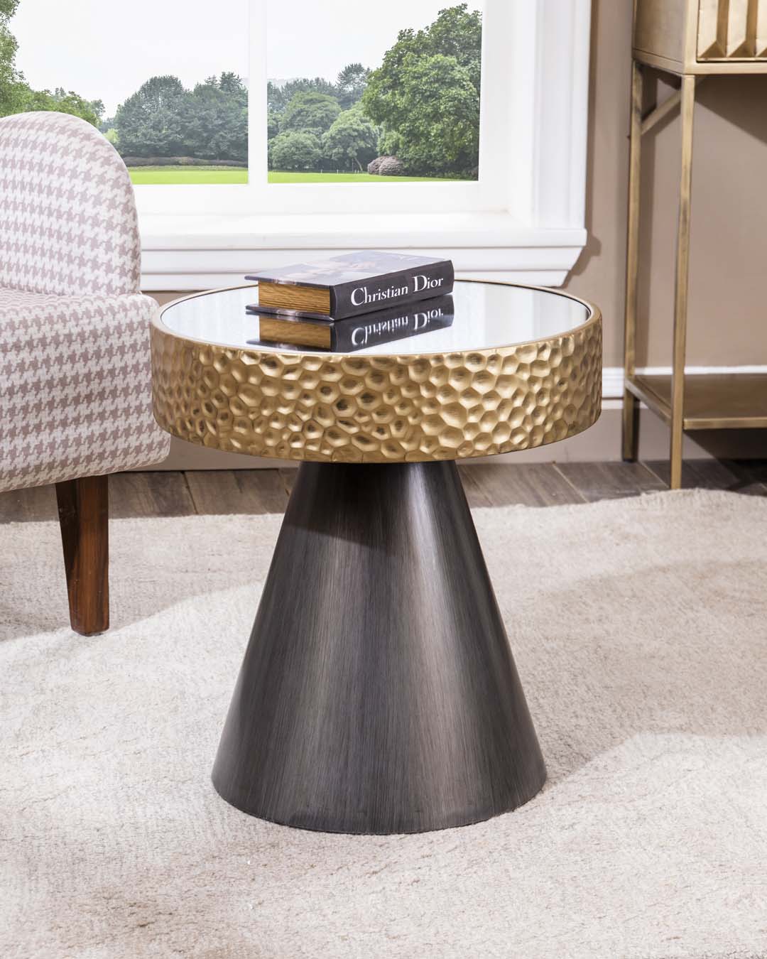 Hammered Conical Base Coffee Table 