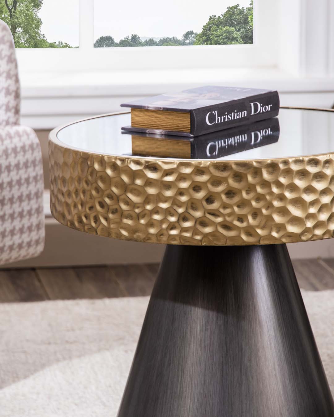 Hammered Conical Base Coffee Table 
