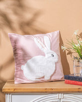 Rabbit Embroidery Cushion Cover - Pink 