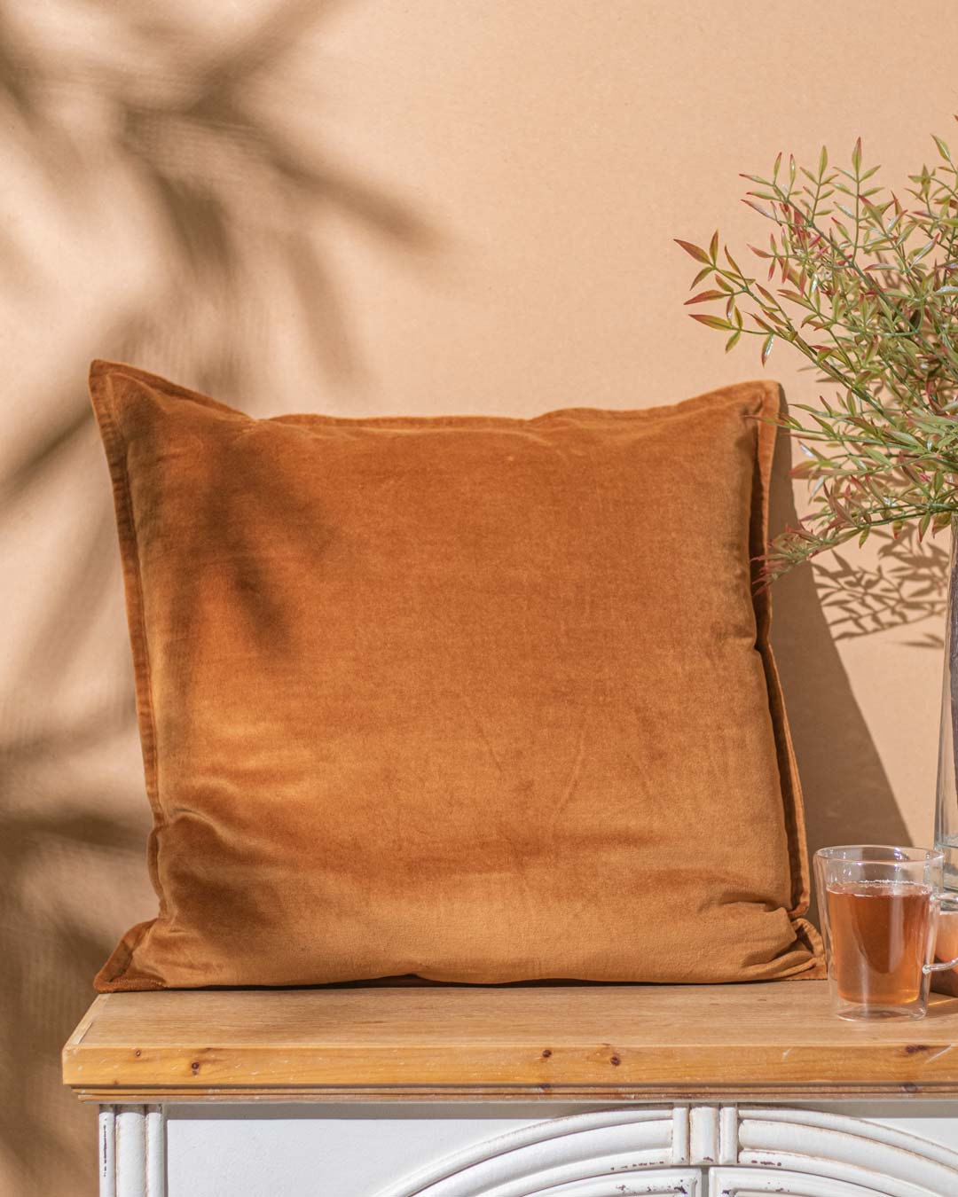 Golden Hour Velvet Accent Cushion - Brown 