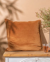 Golden Hour Velvet Accent Cushion - Brown 