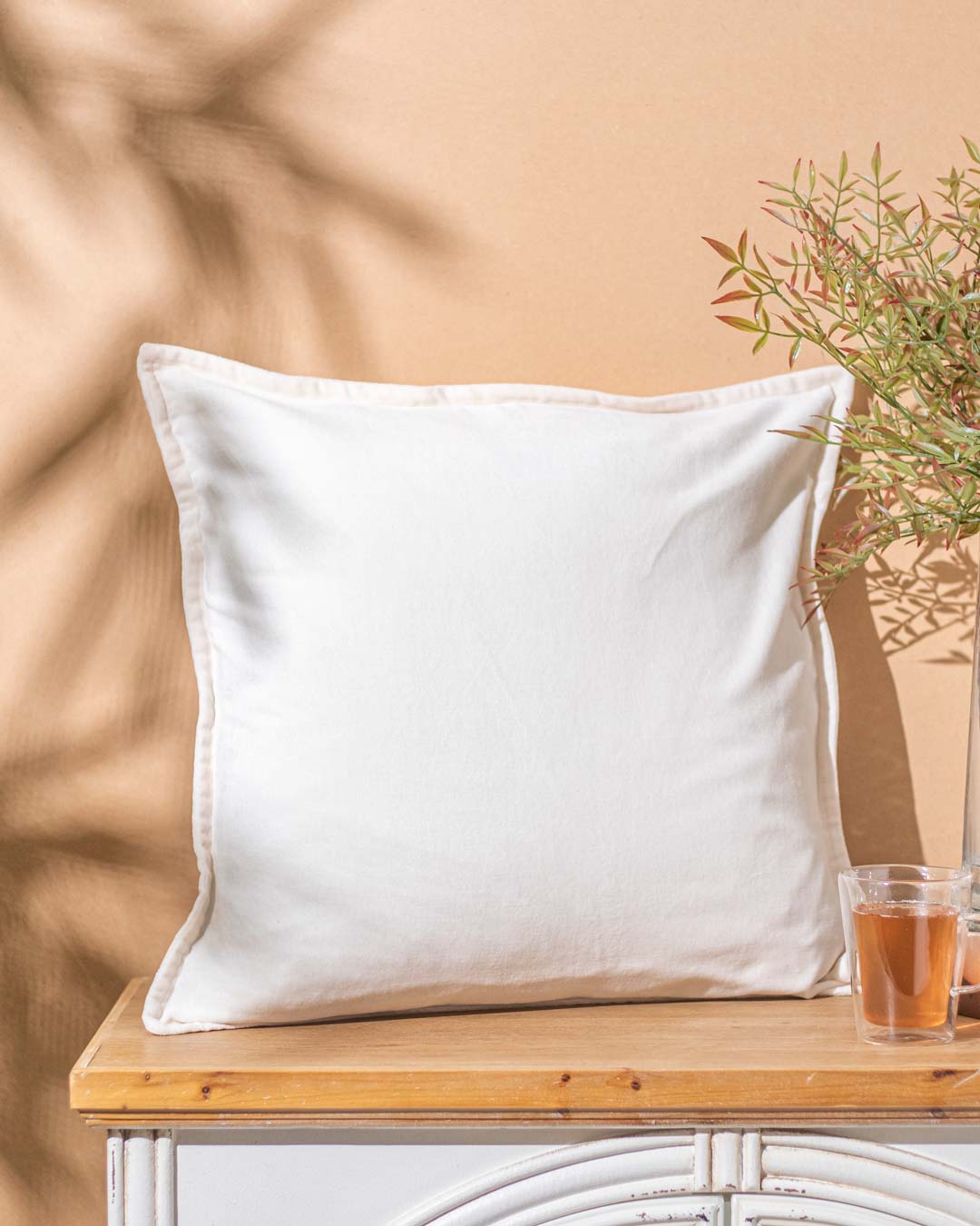 Golden Hour Velvet Accent Cushion Cover  - White