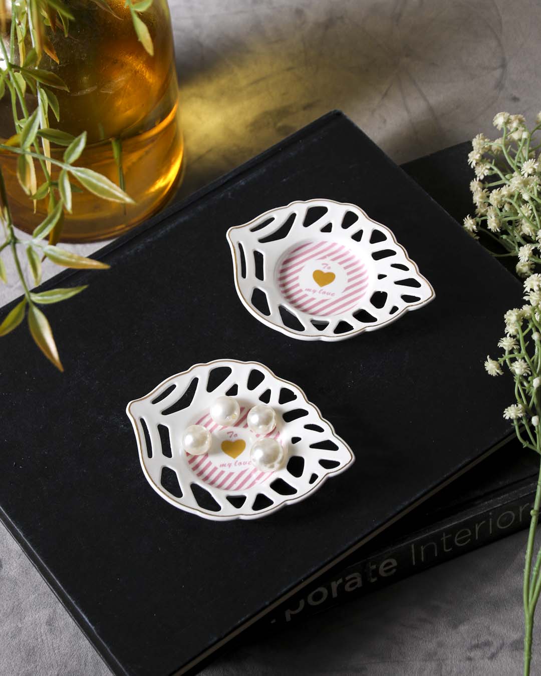 To My Love Leaf Lace Edge Catchall - Set of 2