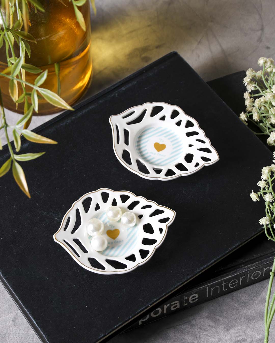 To My Love Leaf Lace Edge Catchall - Set of 2