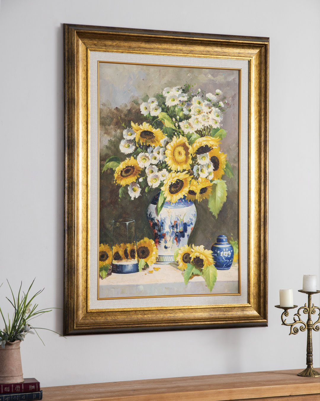 'Sunflower Vase' Hand made Oil Painting - 34x46 Inch 