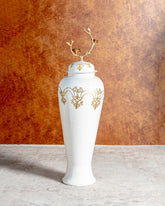 White Gem Temple Jar With Tree Lid - Large