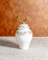 White Gem Temple Jar With Tree Lid- Small