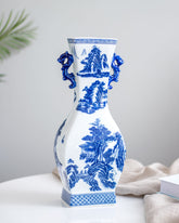 'Landform' Square Blue & White Porcelain Vase