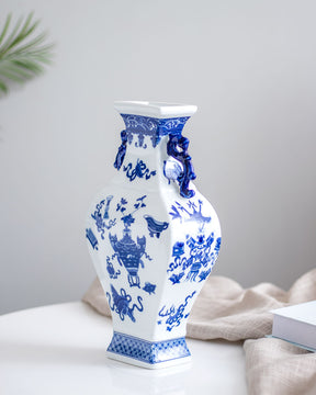 'Household' Blue & White Porcelain Vase
