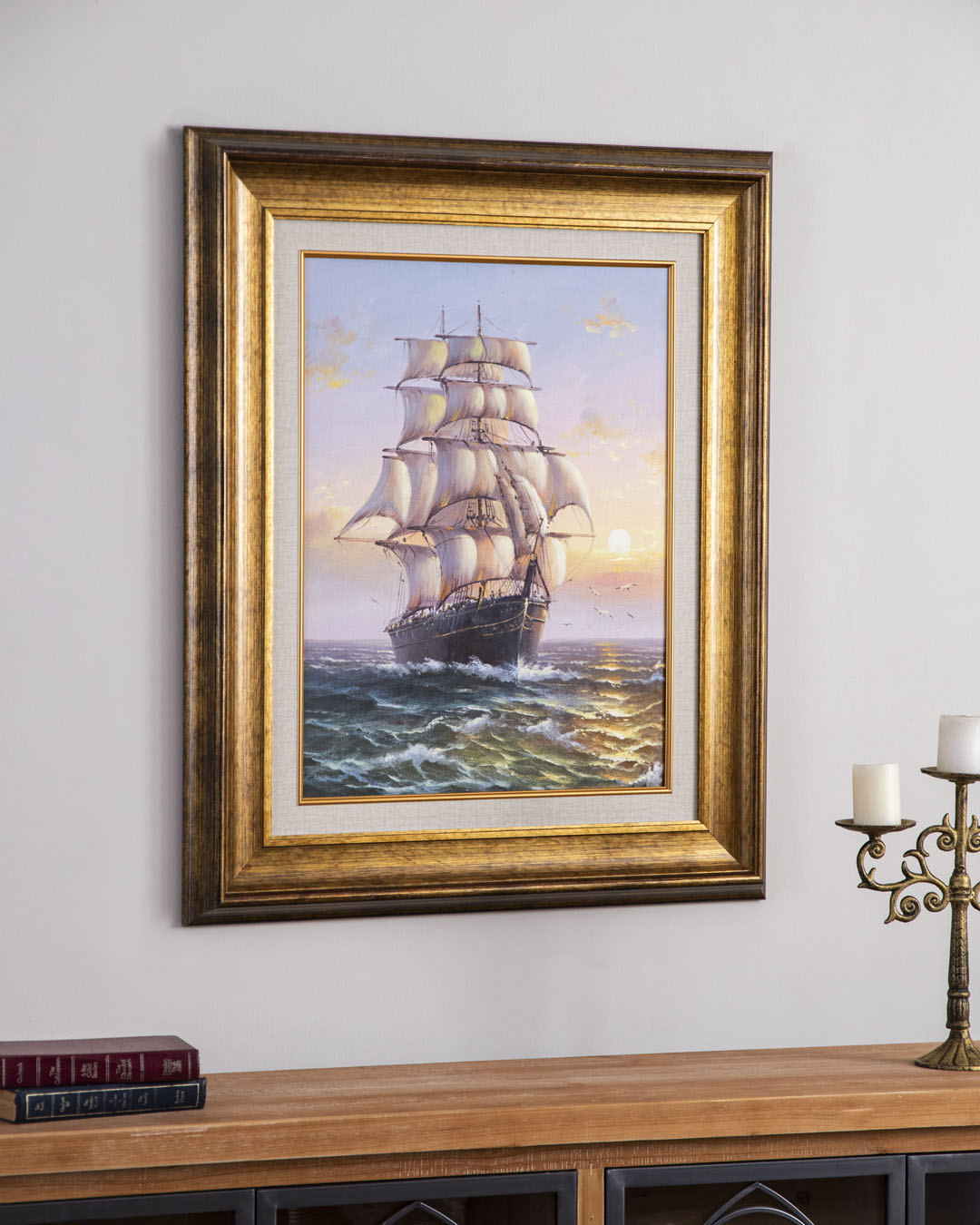 'Sailing Ship' Hand made Oil Painting - 28x32 Inch 