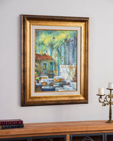 'Welcome to Cafe' Handmade Oil Painting - 28x32 Inch 