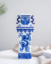 'Flying Dragon' Square Porcelain Vase