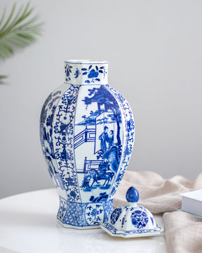 Oriental Blue & White Lidded Jar