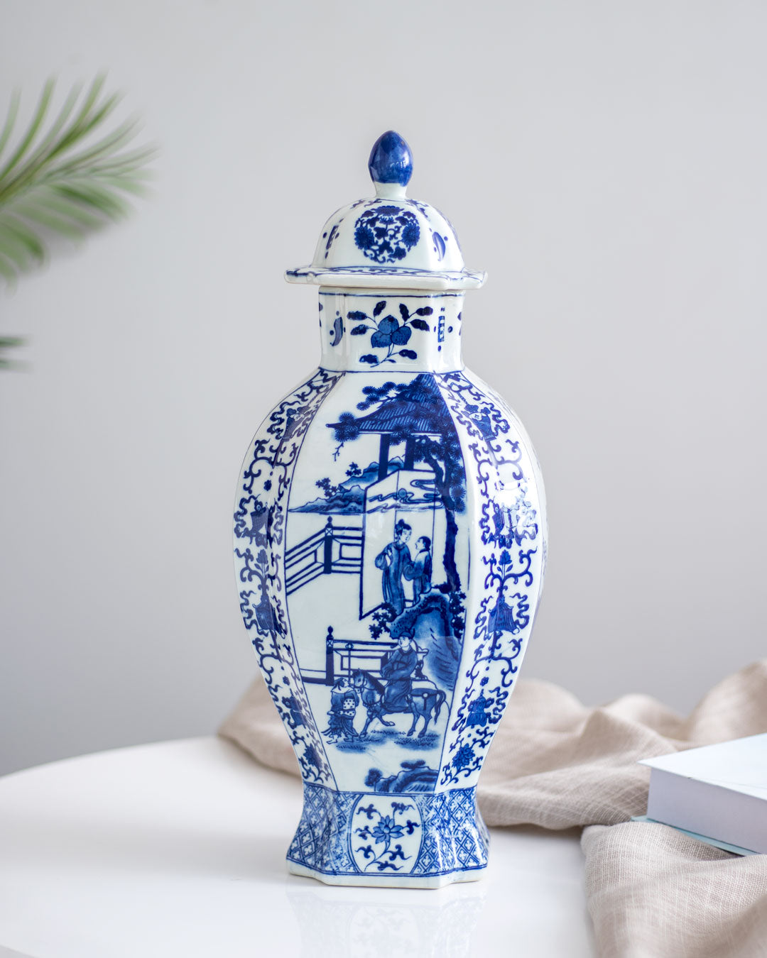 Oriental Blue & White Lidded Jar