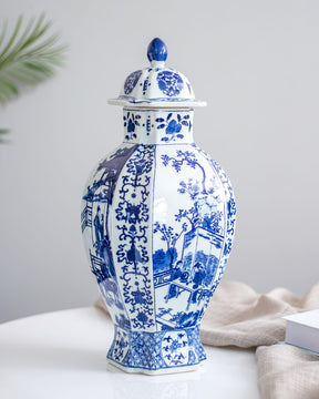 Oriental Blue & White Lidded Jar