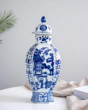 Oriental Blue & White Lidded Jar
