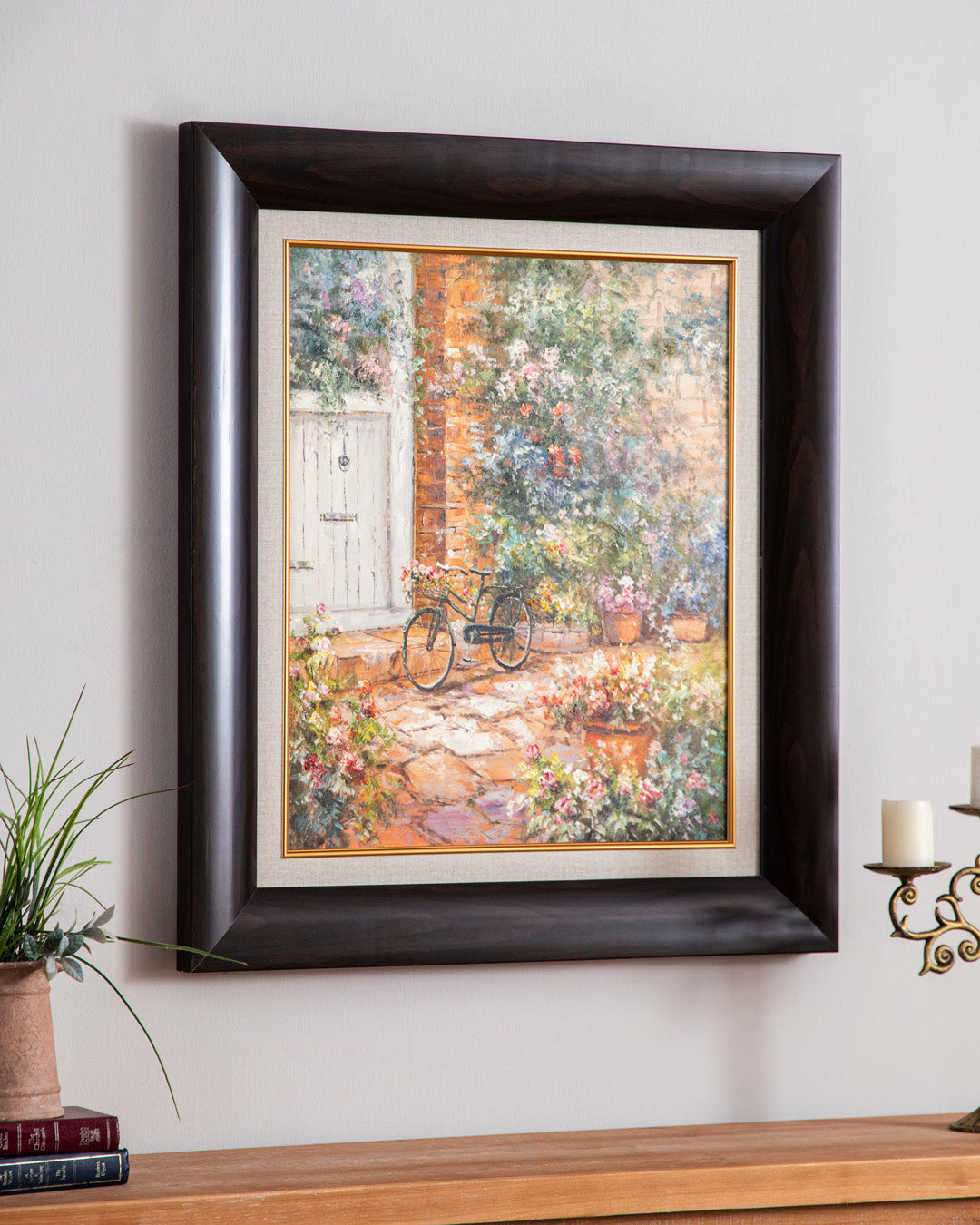 'Cycle in Garden' Hand made Oil Painting - 28x32 Inch 