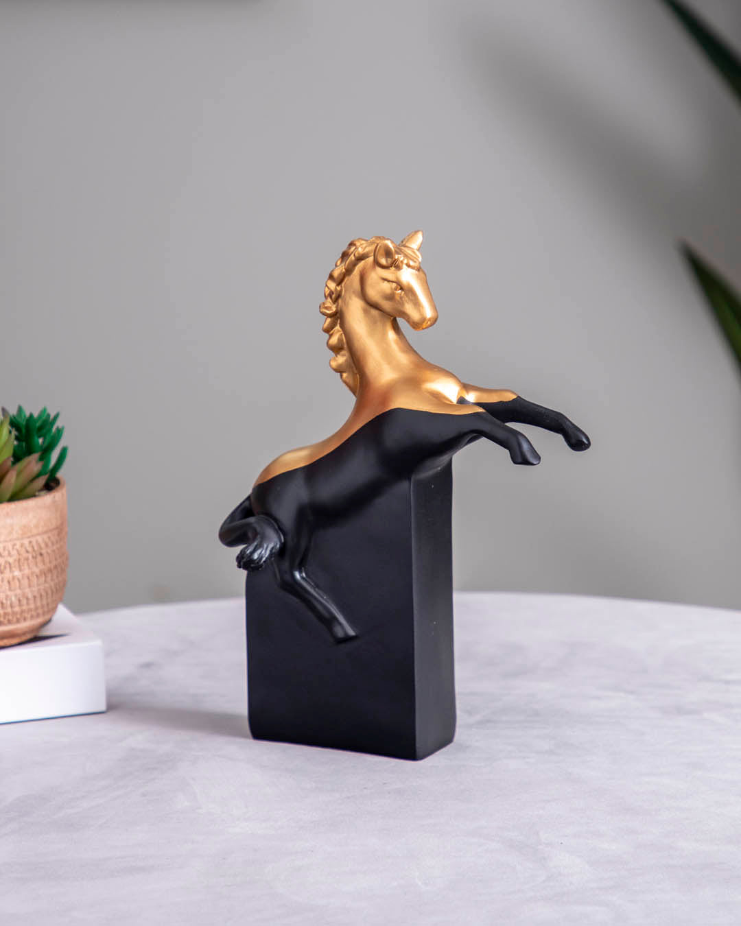 'Galloping Grace' Gold & Black Horse Figurine - The Decor Kart