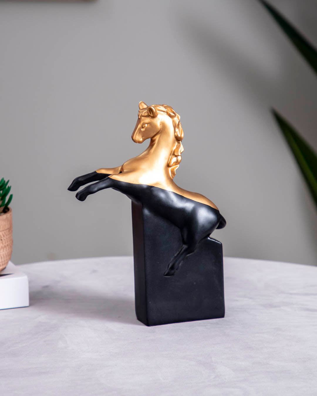 'Galloping Grace' Gold & Black Horse Figurine - The Decor Kart