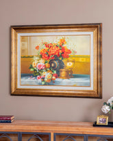 'Classic Floral Bouquet' Handmade Oil Painting - 34x46 Inches 