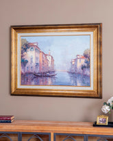 'Boat in River' Handmade Oil Painting - 34x46 Inch 