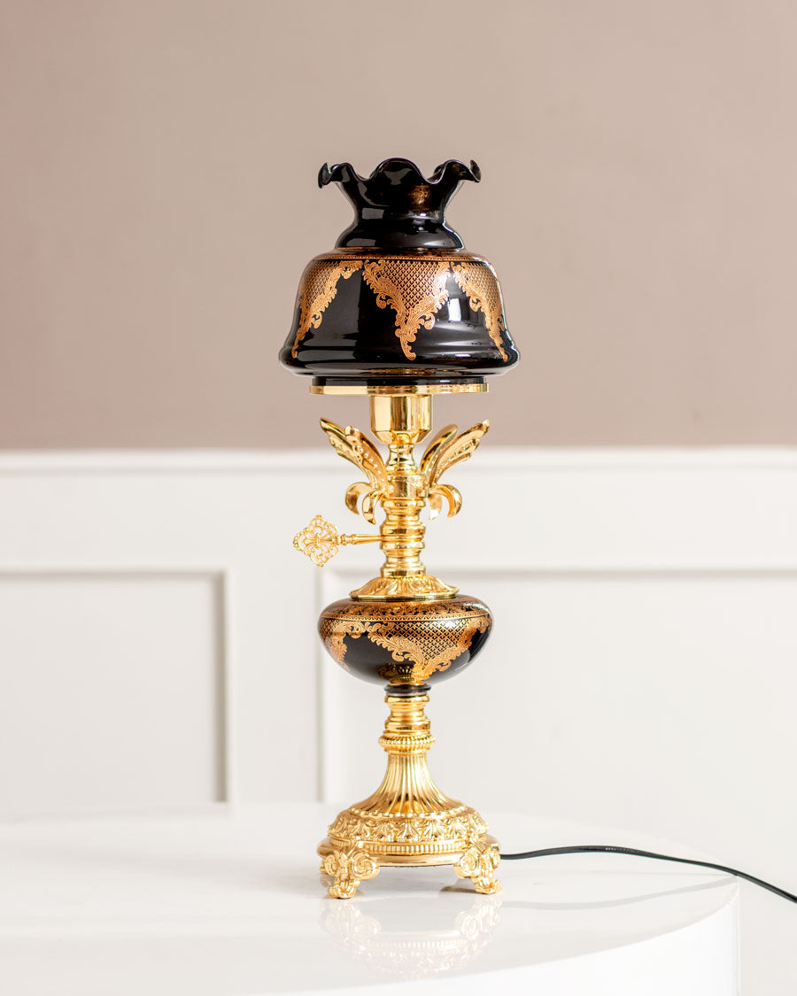 Niloufer Antique Lantern Style Lamp - Midnight Black