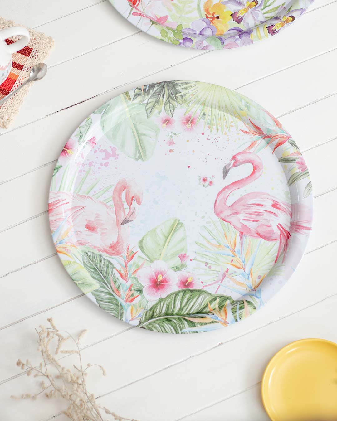 'Flamingo' Round Serving Tray- set of 2 - The Decor Kart