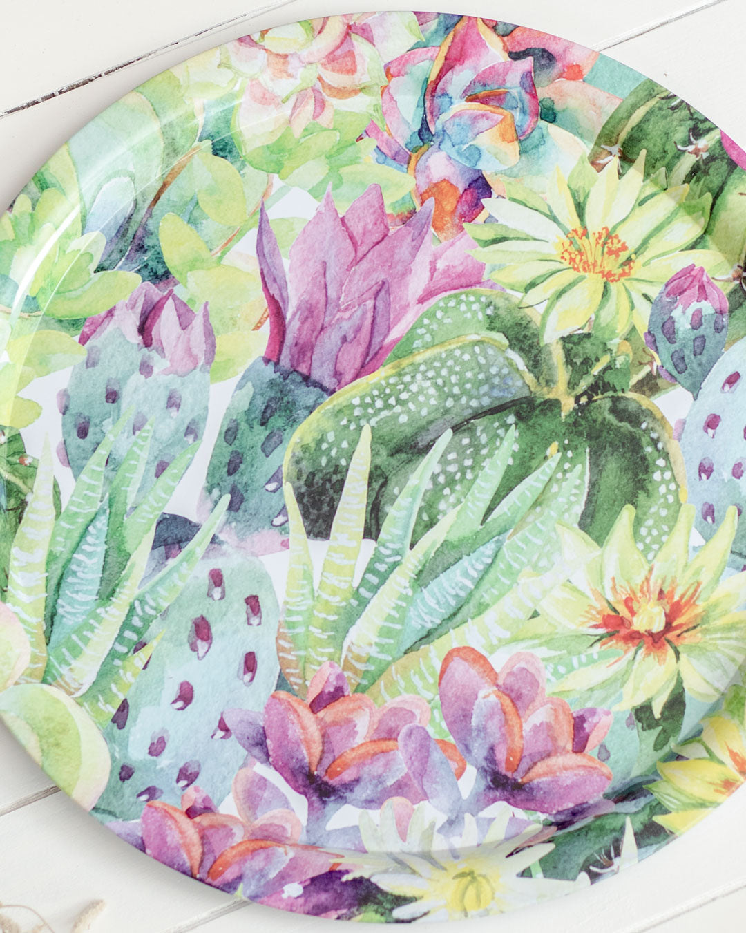 'Succulents' Round Serving Tray- set of 2 - The Decor Kart