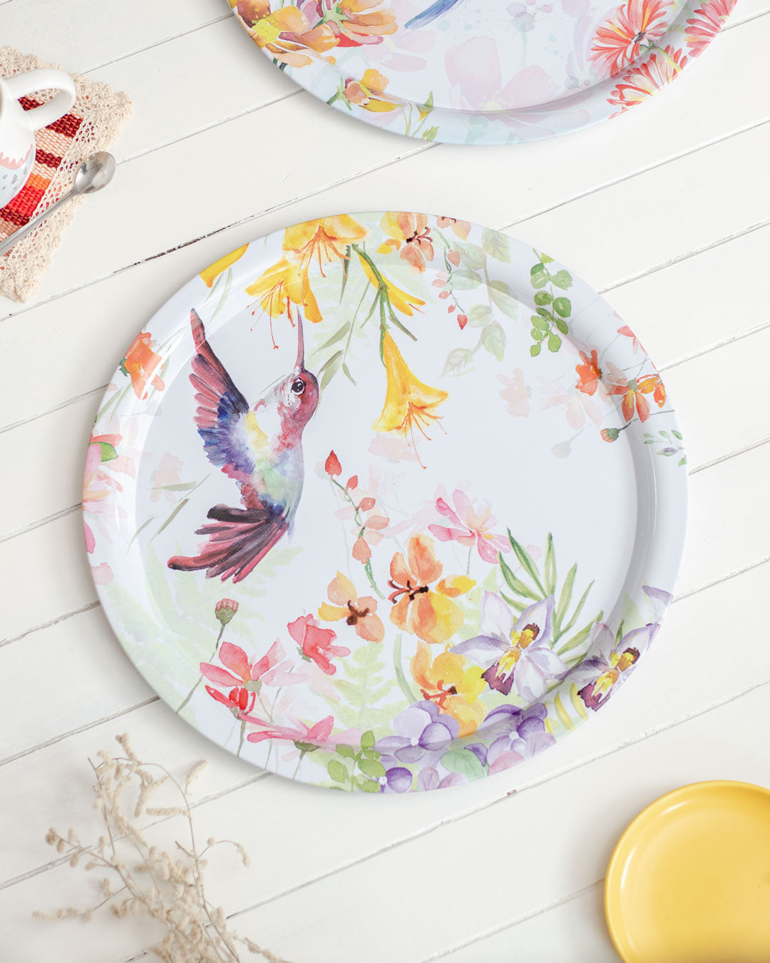 'Hummingbird' Round Serving Tray- set of 2 - The Decor Kart 