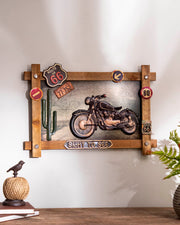 Harley Davidson Vintage Wooden Frame Poster - The Decor Kart