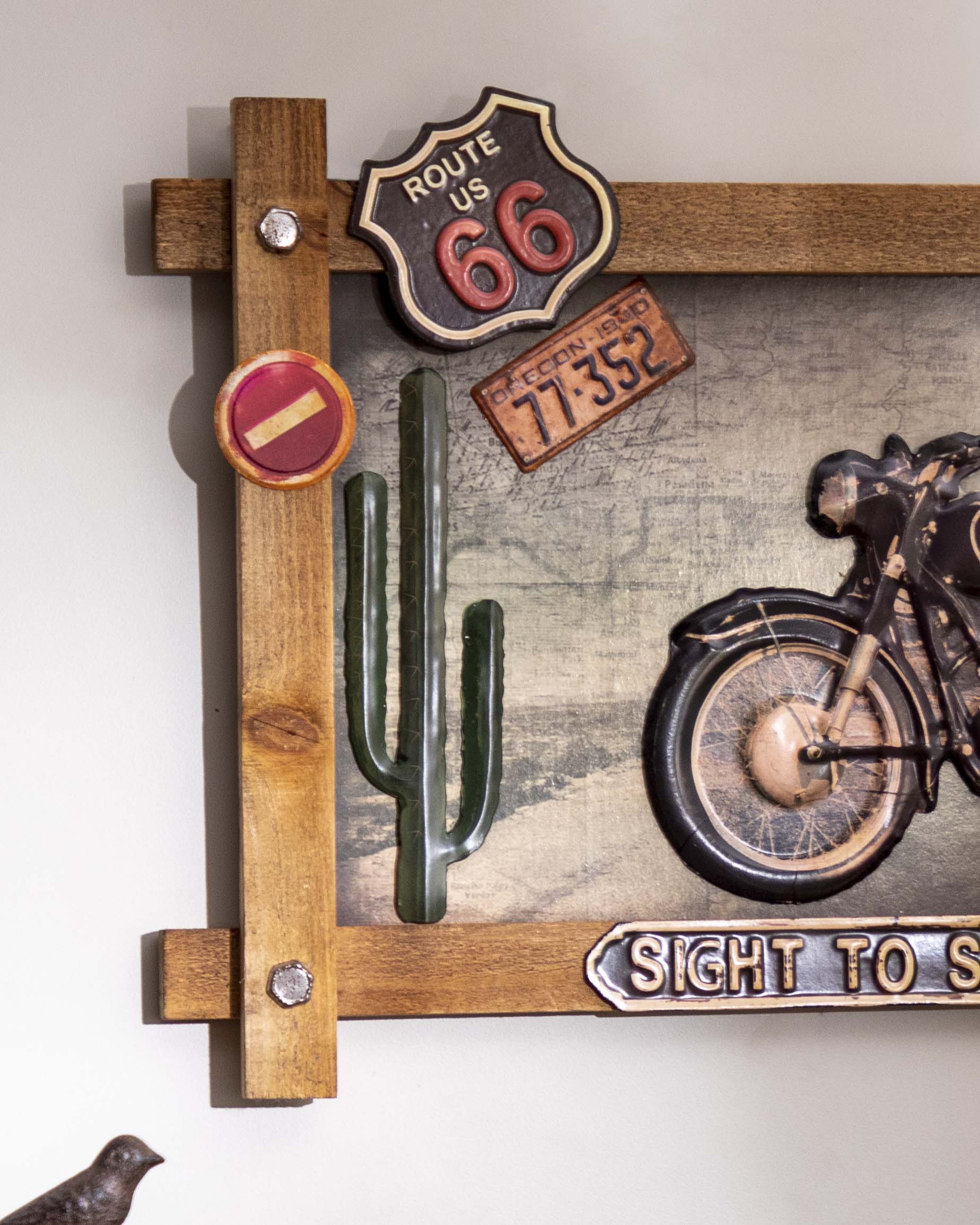 Vintage Bike Wooden Frame Poster