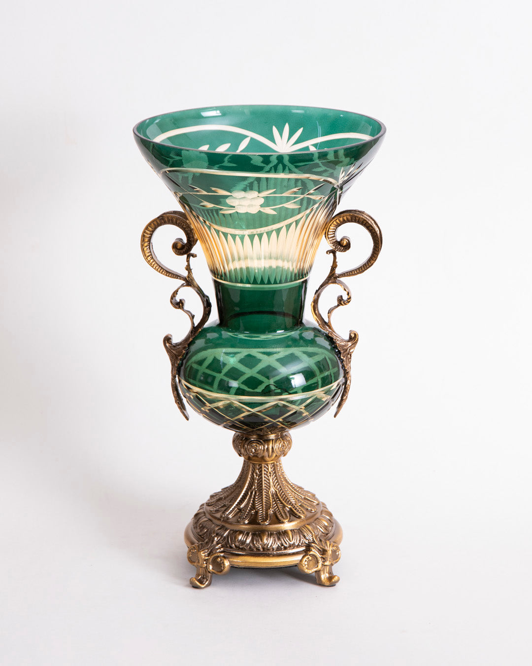 Emerald Regal Etched Vase 