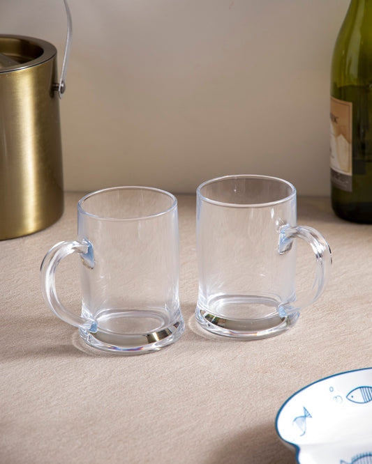 Faceted Radiance Clear Glass Mug - Set of 2